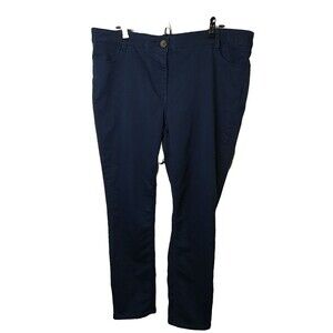 Violets And Roses Navy Straight Zip Button Elastic Waist Pants. Size 14W